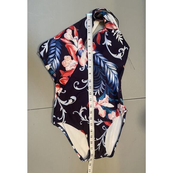 Carmen Marc Valvo Womens 1 Piece One Shoulder Swimsuit Size 6 Multicolor Floral - Picture 6 of 8